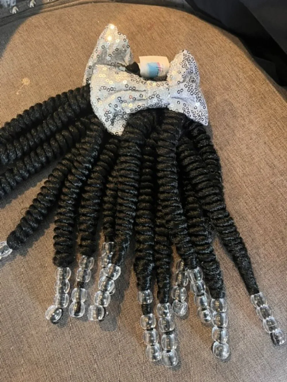 PONY TAIL BRAIDS WITH RHINESTONE BOWS
